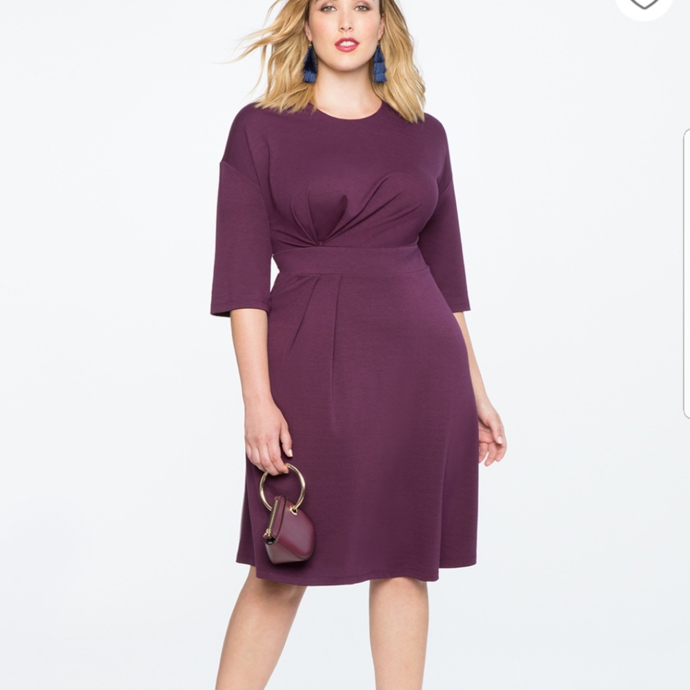 🆕️Eloquii Asymmetrical Pleated Dress Purple NWT